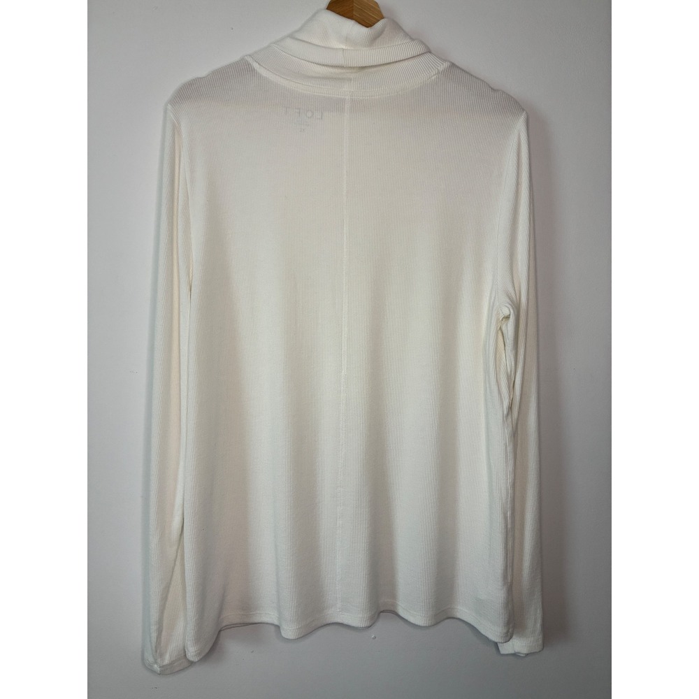 Loft Womens White Ribbed Turtleneck Long Sleeve Top XL CA57421 RN140923 - Picture 3 of 6
